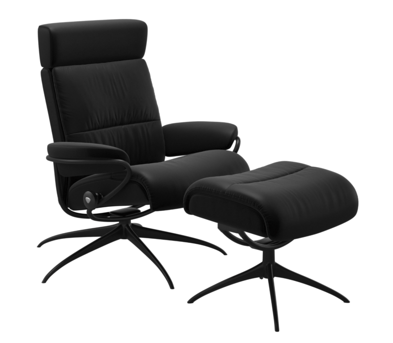 TOKYO STRESSLESS siège avec pouf noir